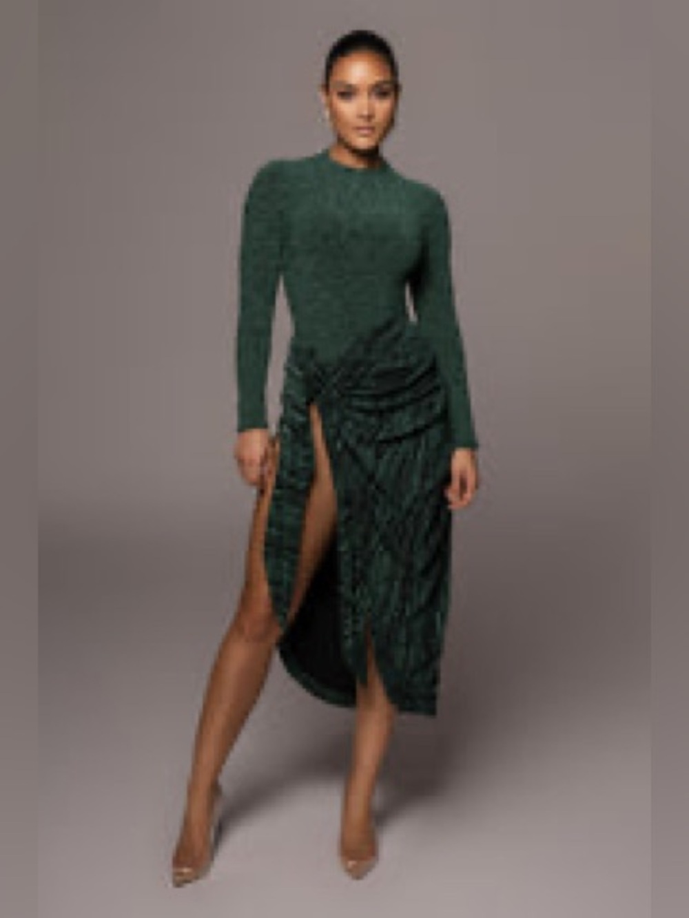 Green/Black Untamed Slit Dress